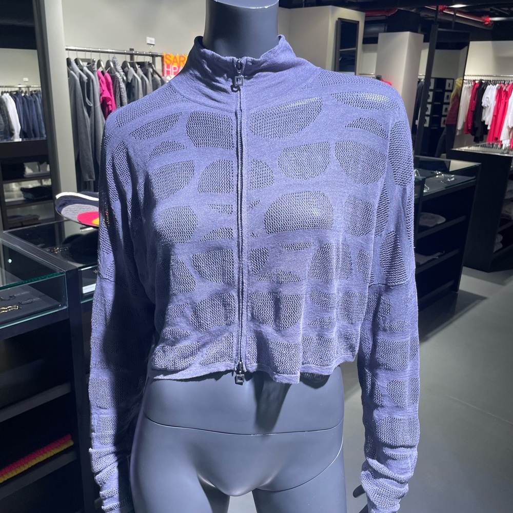 Grey Sarah Pacini cropped cardigan with double zip